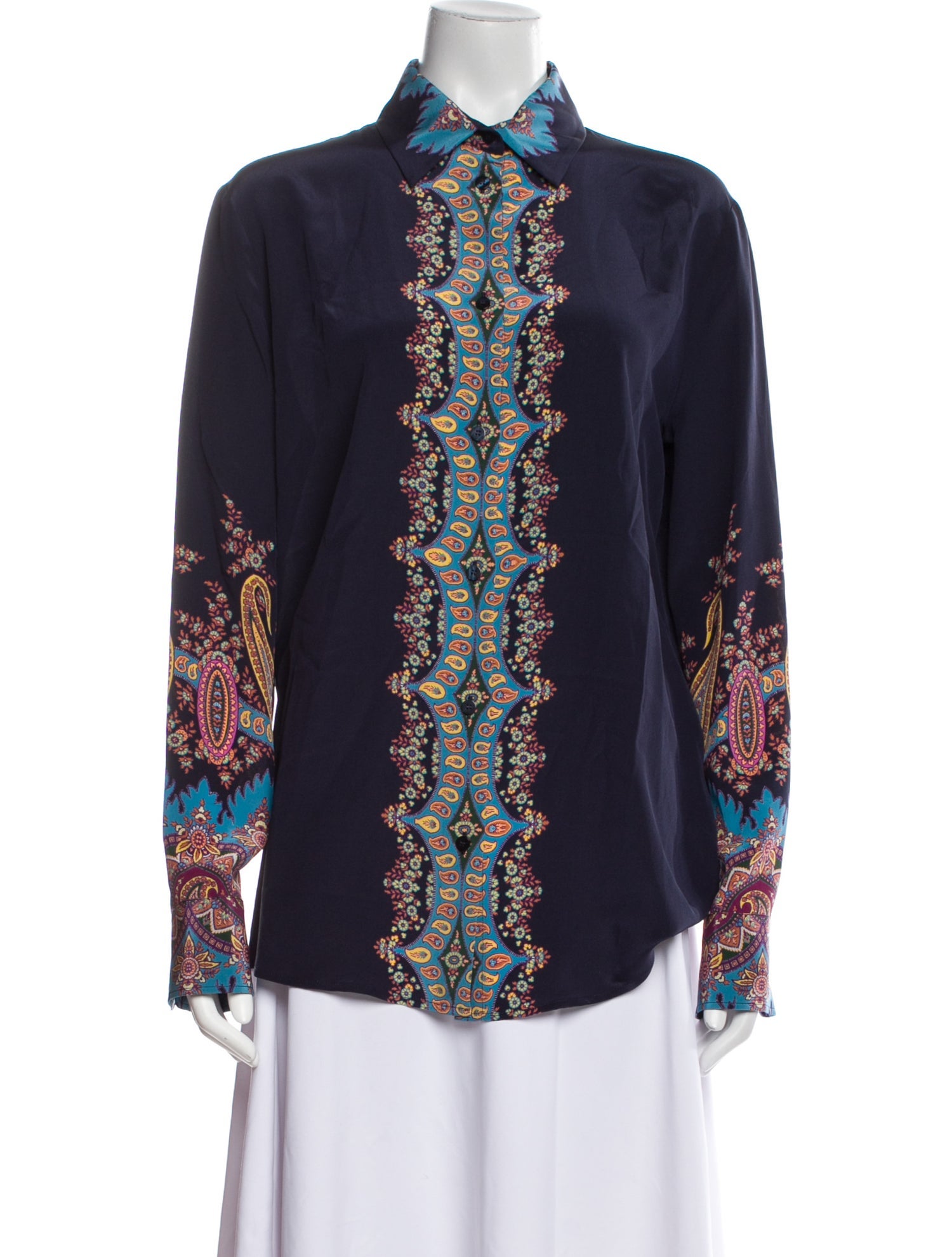 Etro Silk Paisley Print Button-Up Top w/ Tags