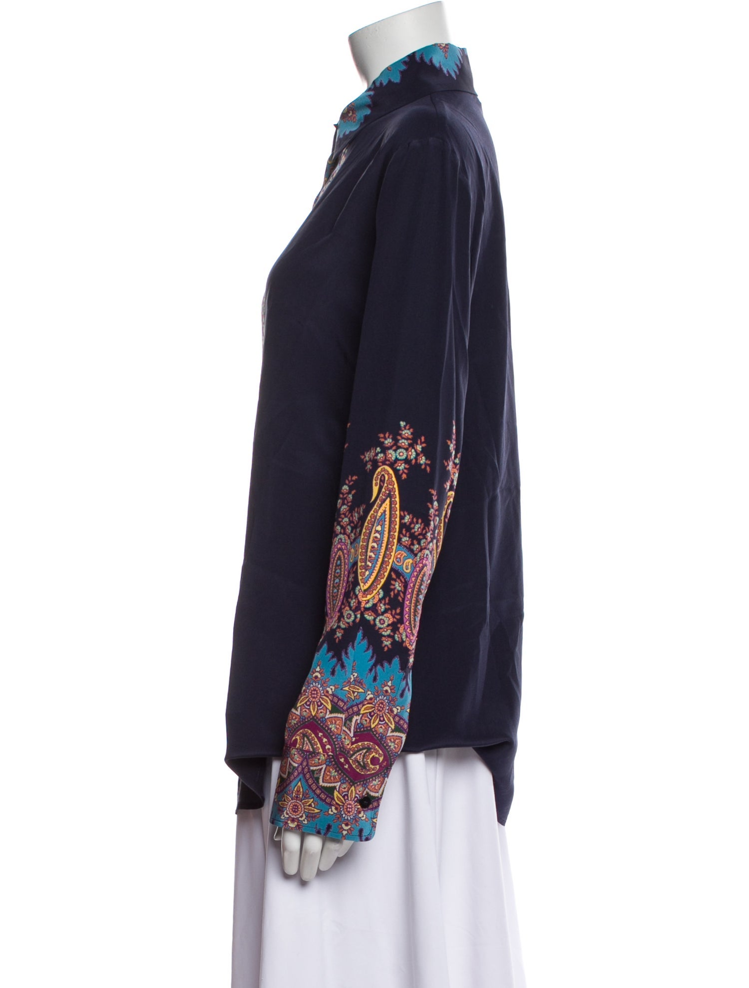 Etro Silk Paisley Print Button-Up Top w/ Tags