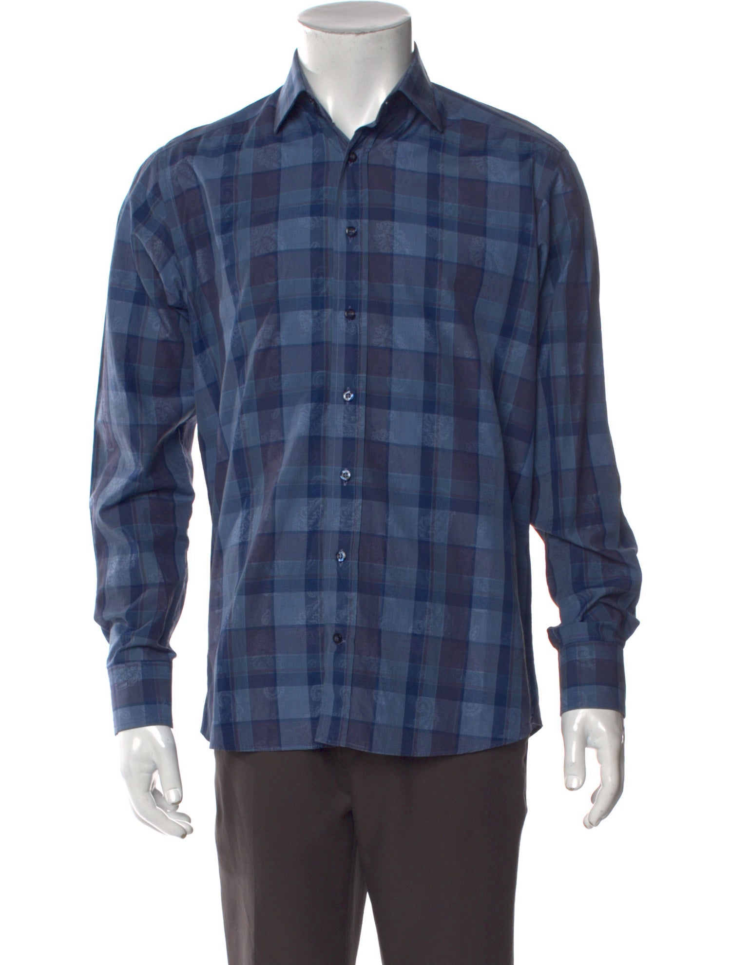 Etro Plaid Print Long Sleeve Shirt