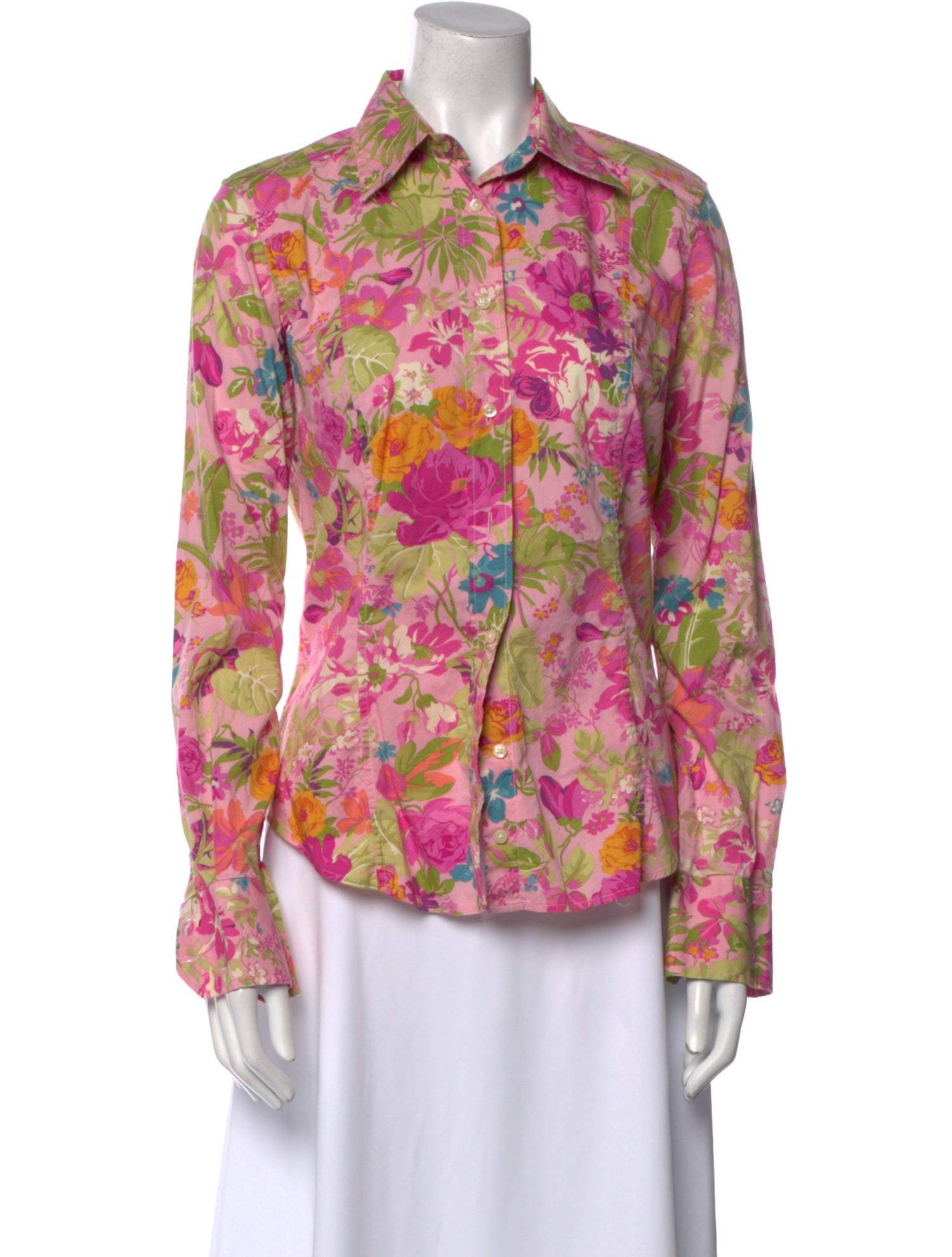 Etro Floral Print Long Sleeve Button-Up Top