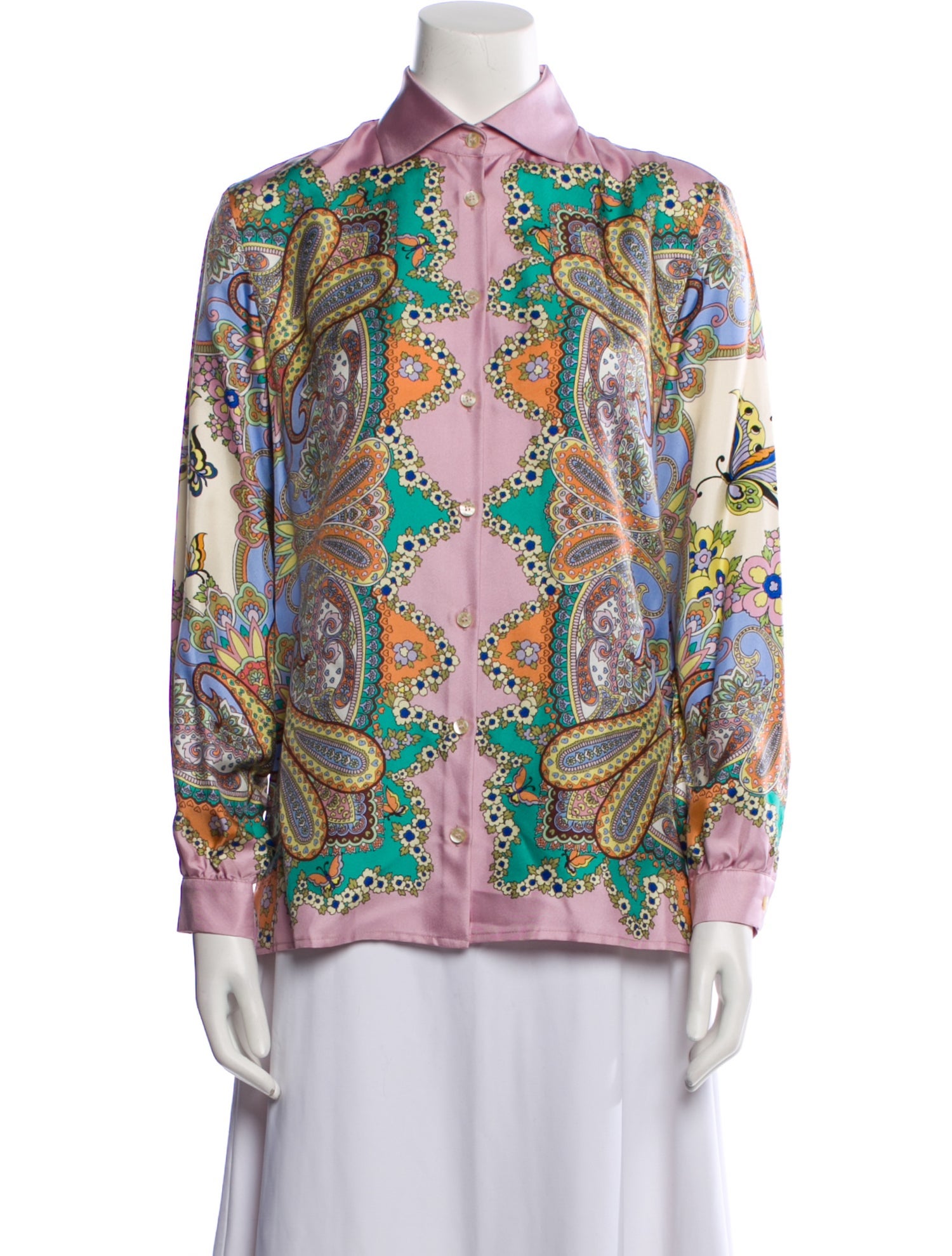 Etro Silk Printed Button-Up Top