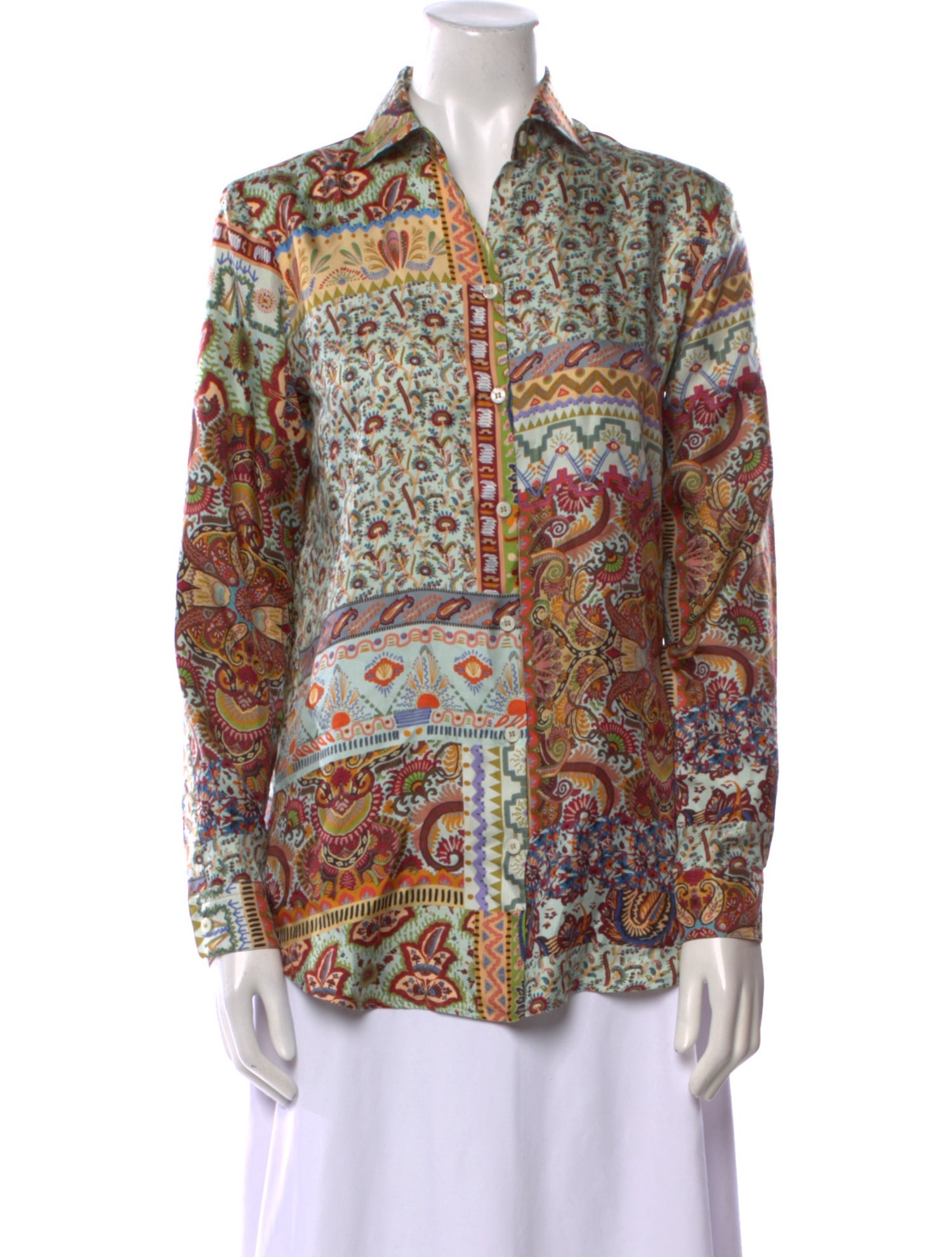 Etro Silk Printed Button-Up Top