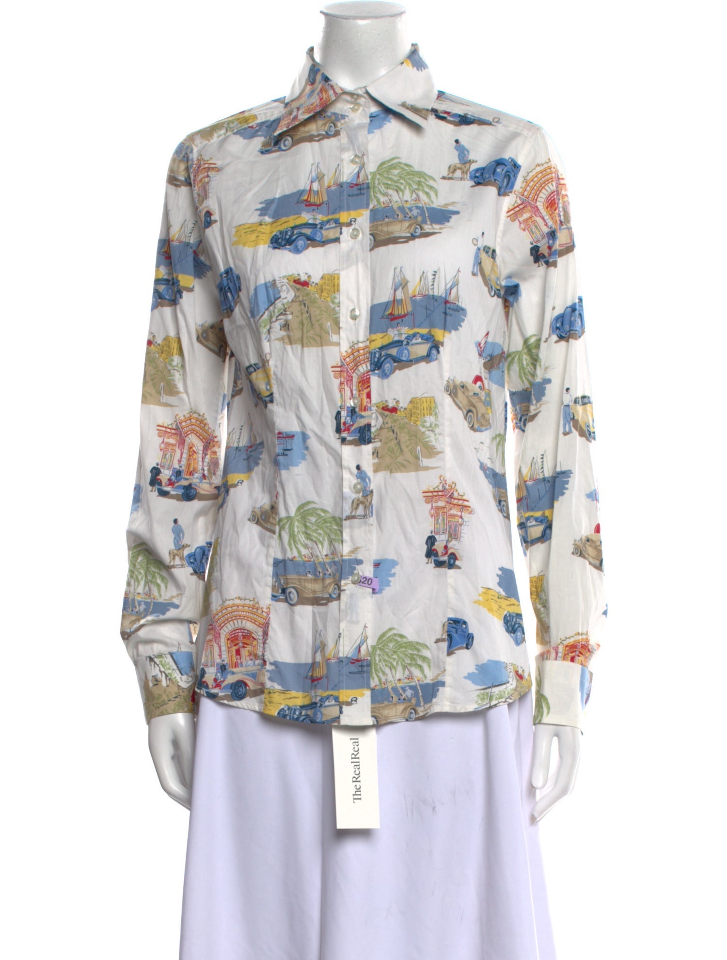 Etro Printed Long Sleeve Button-Up Top