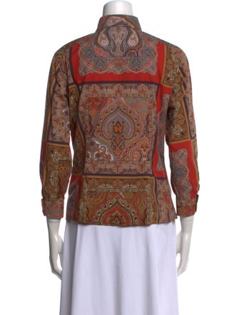 Etro Paisley Print Three-Quarter Sleeve Button-Up Top