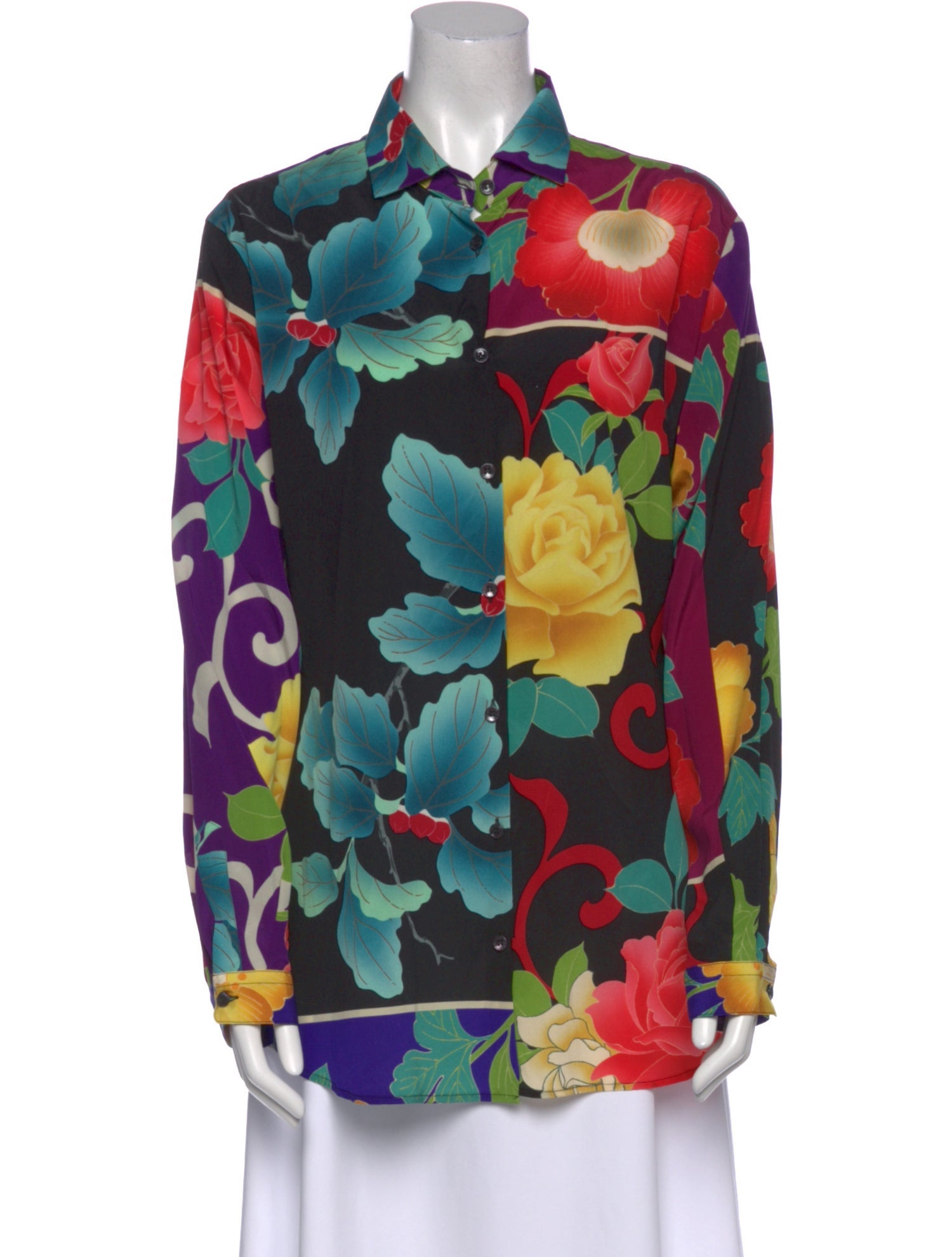 Etro Silk Floral Print Button-Up Top