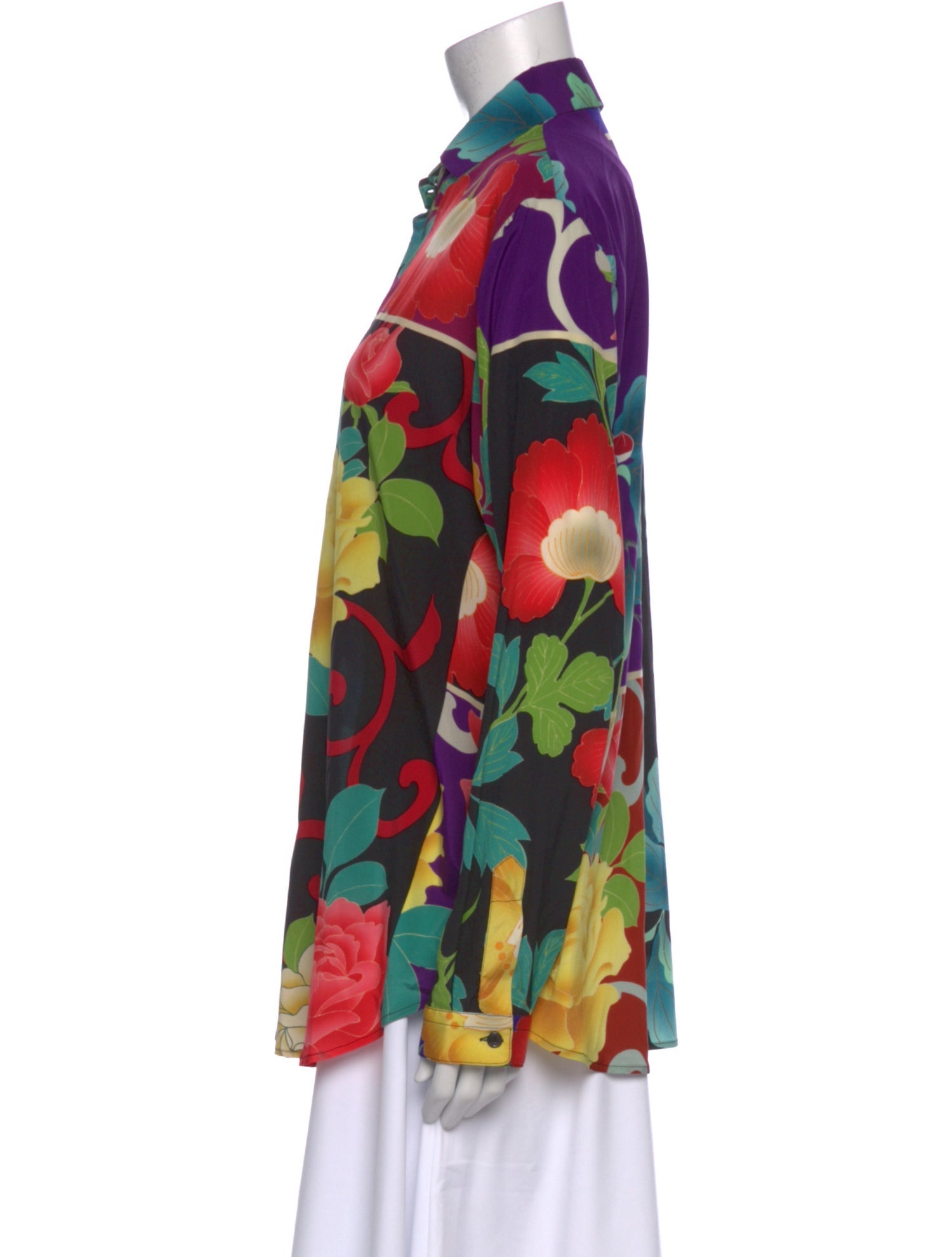 Etro Silk Floral Print Button-Up Top