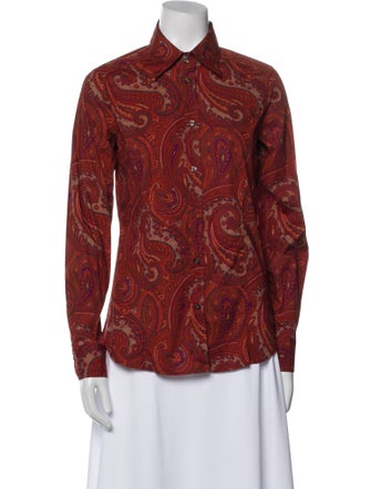 Etro Paisley Print Long Sleeve Button-Up Top