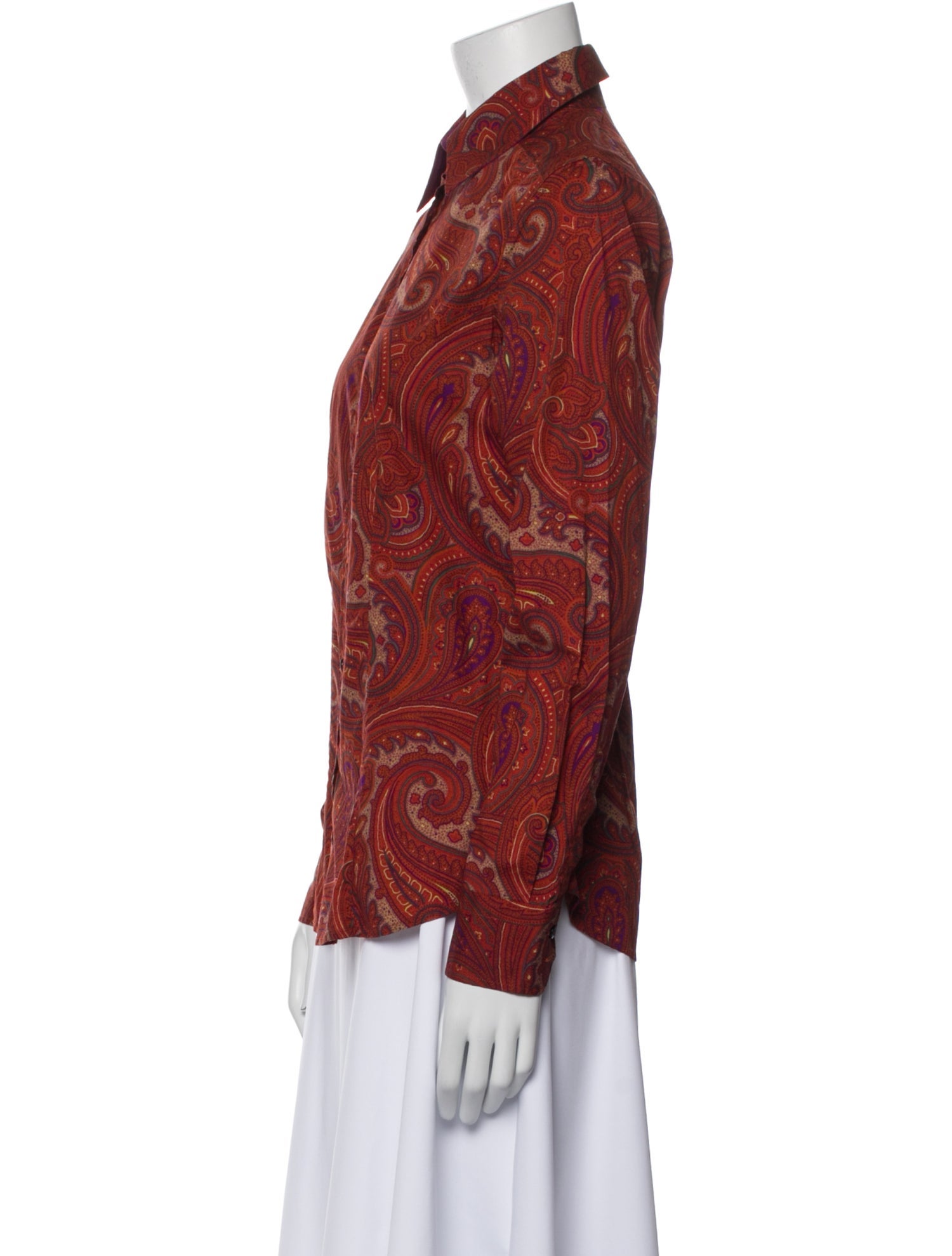 Etro Paisley Print Long Sleeve Button-Up Top
