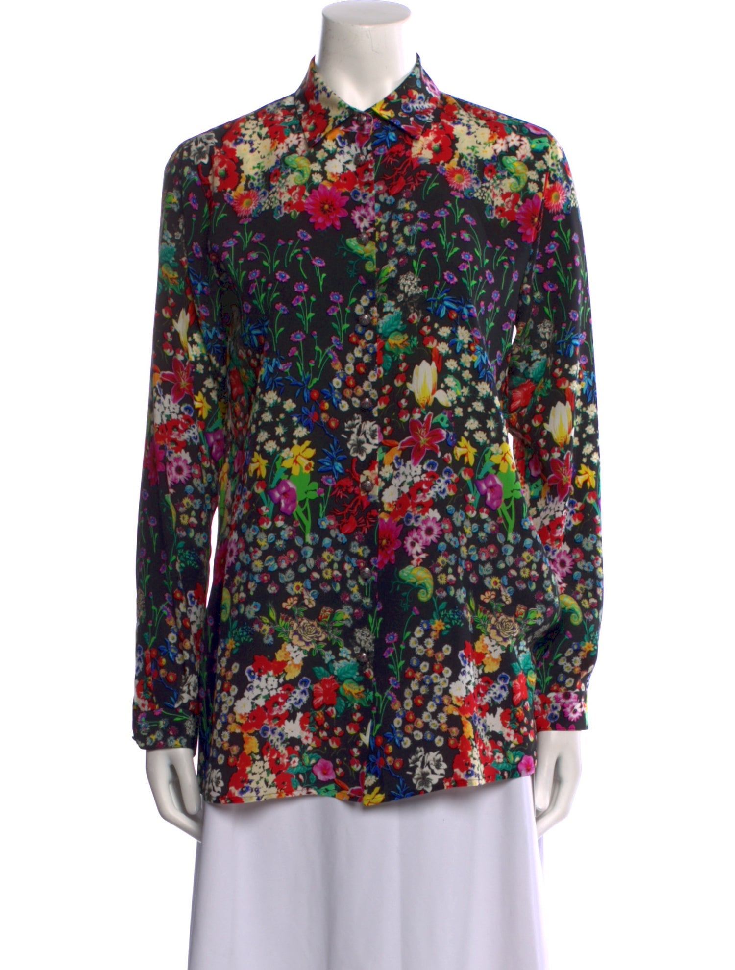 Etro Silk Floral Print Button-Up Top