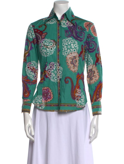 Etro Paisley Print Three-Quarter Sleeve Button-Up Top