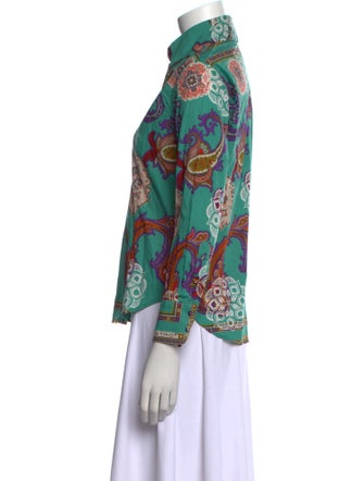 Etro Paisley Print Three-Quarter Sleeve Button-Up Top