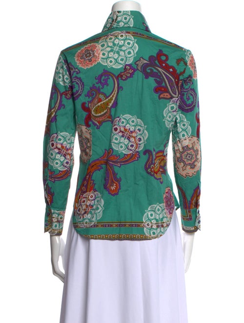 Etro Paisley Print Three-Quarter Sleeve Button-Up Top