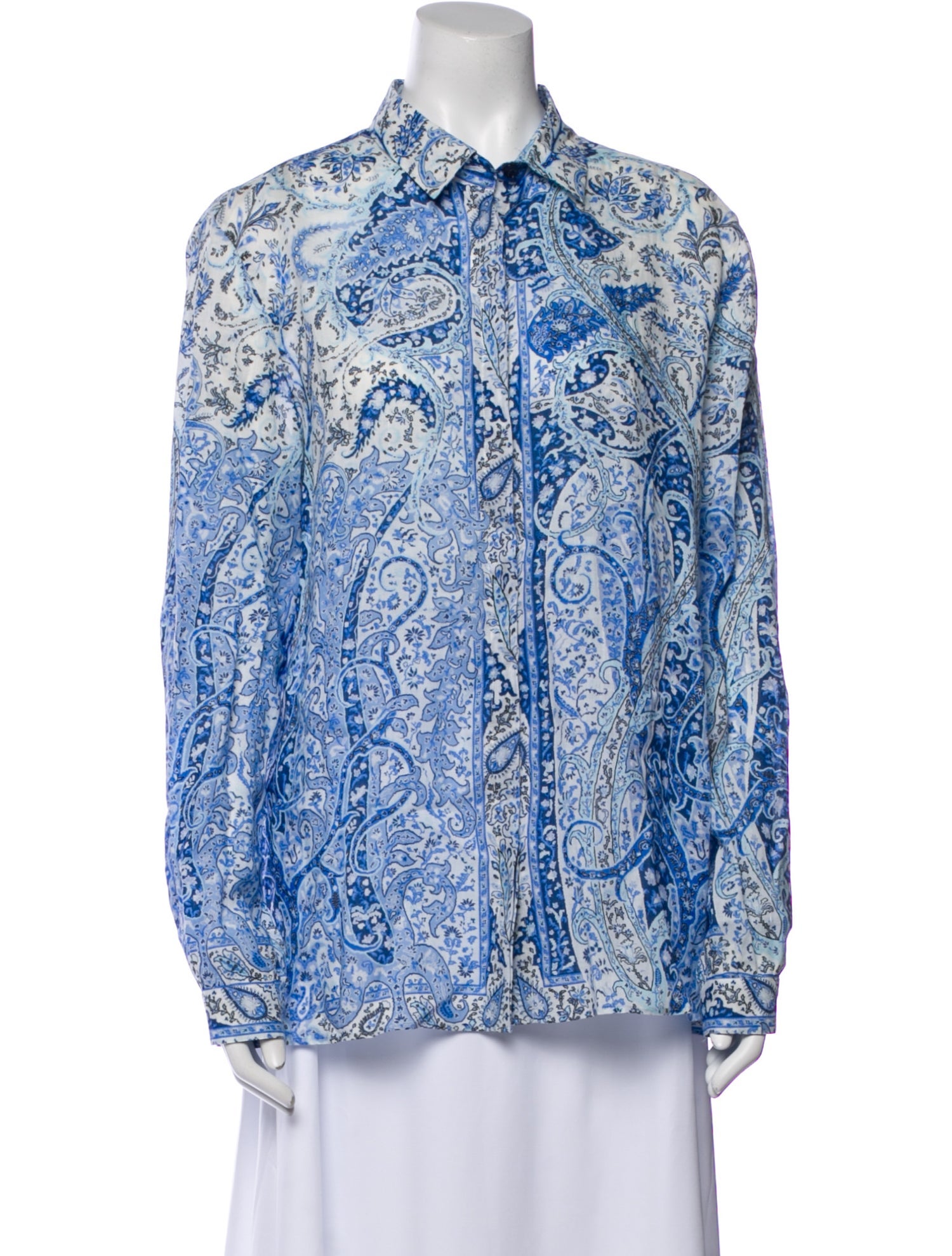 Etro Paisley Print Long Sleeve Button-Up Top