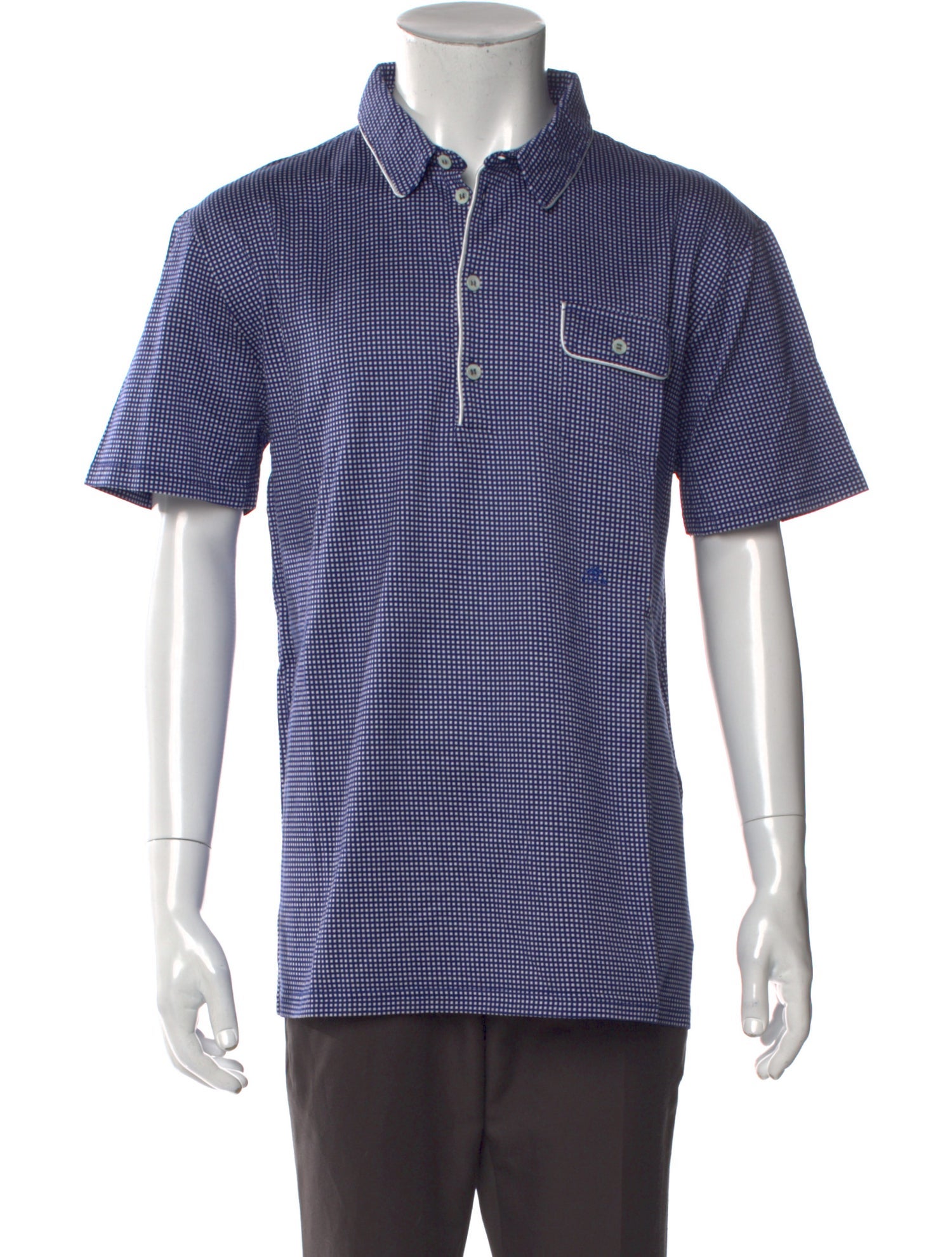Etro Plaid Print Collar Polo Shirt w/ Tags