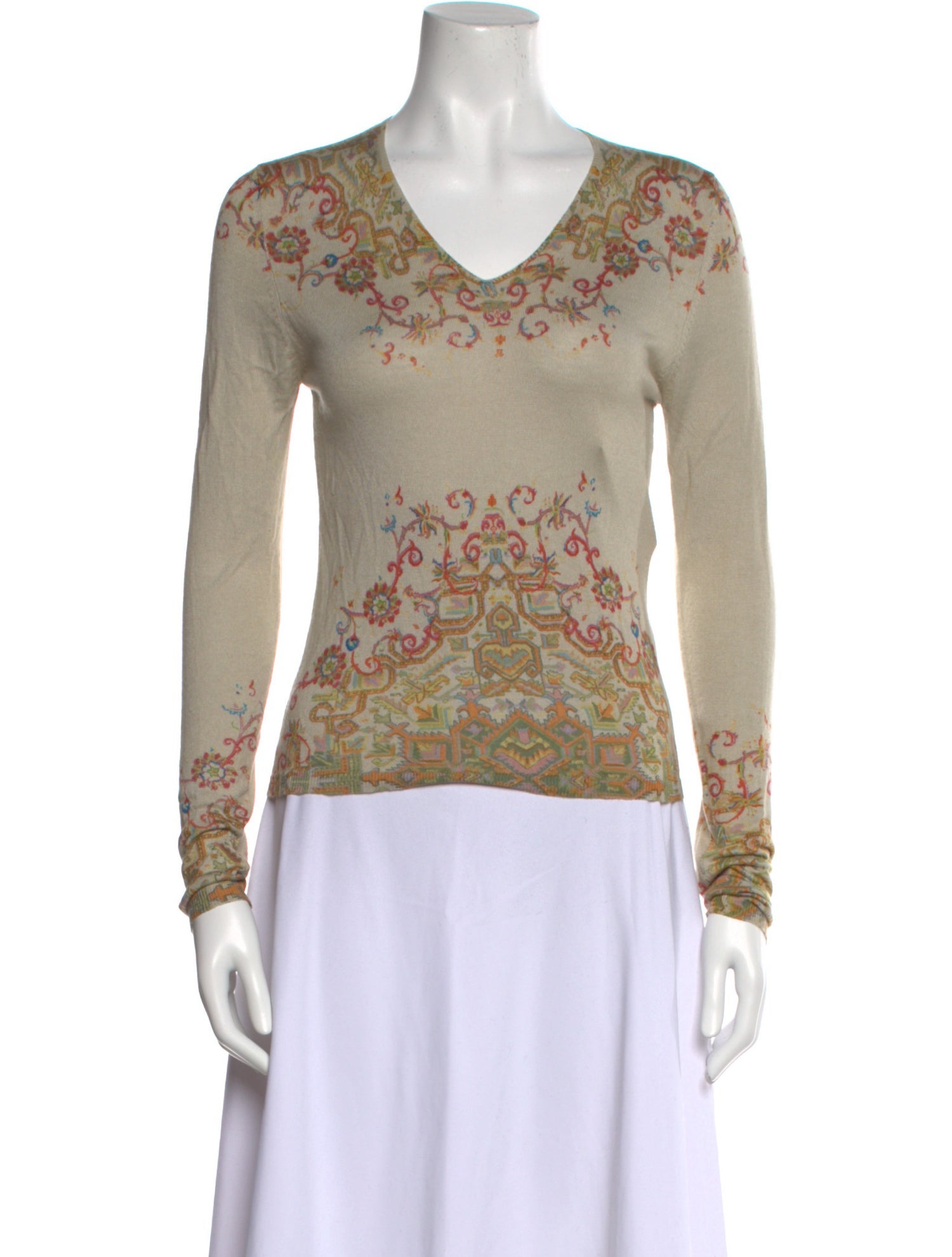 Etro Printed V-Neck Sweater