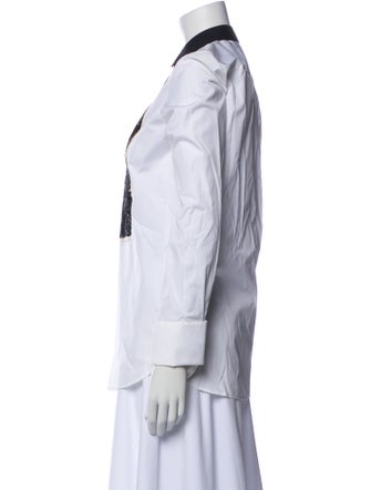 Etro Colorblock Pattern Long Sleeve Button-Up Top