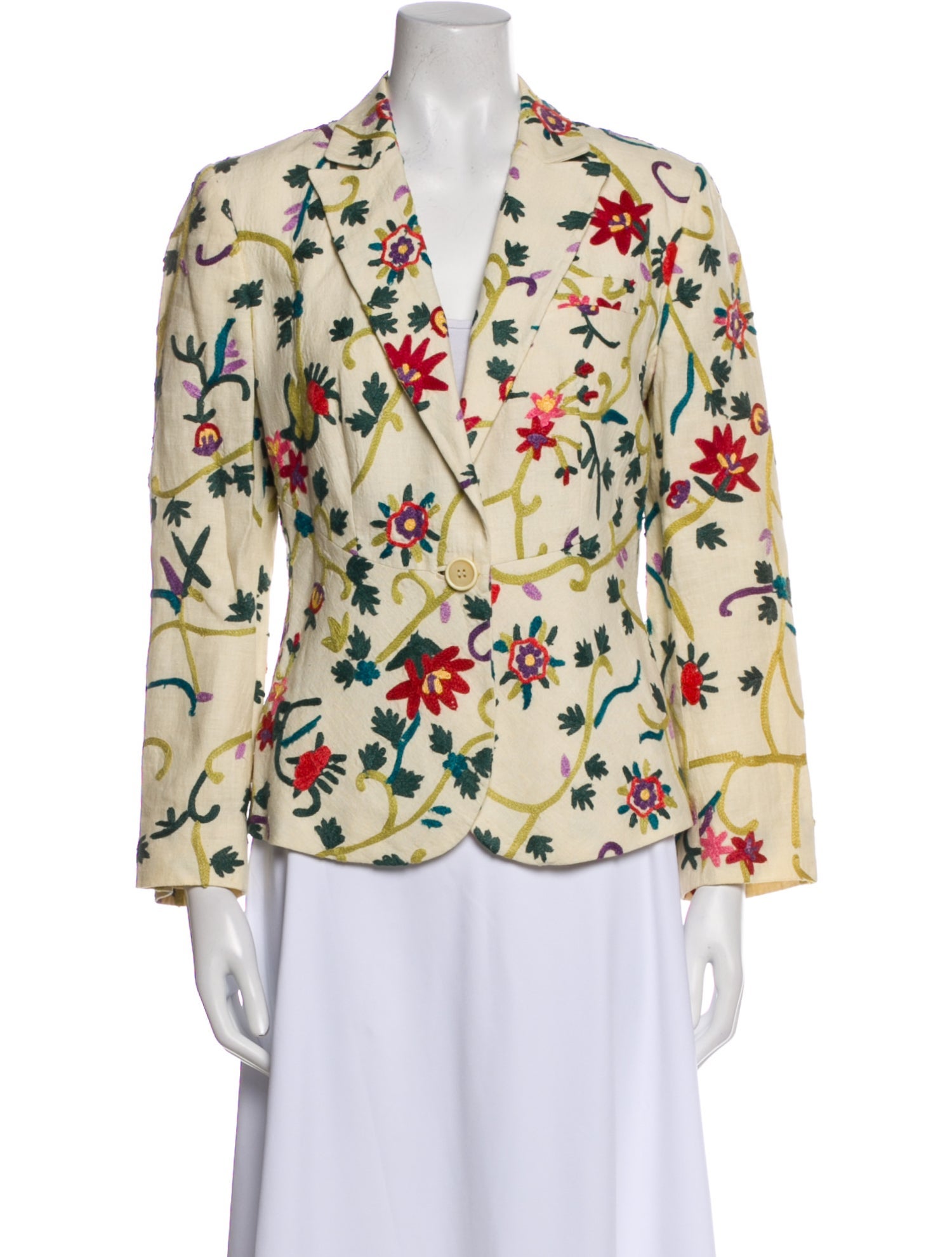 Etro Linen Floral Print Blazer
