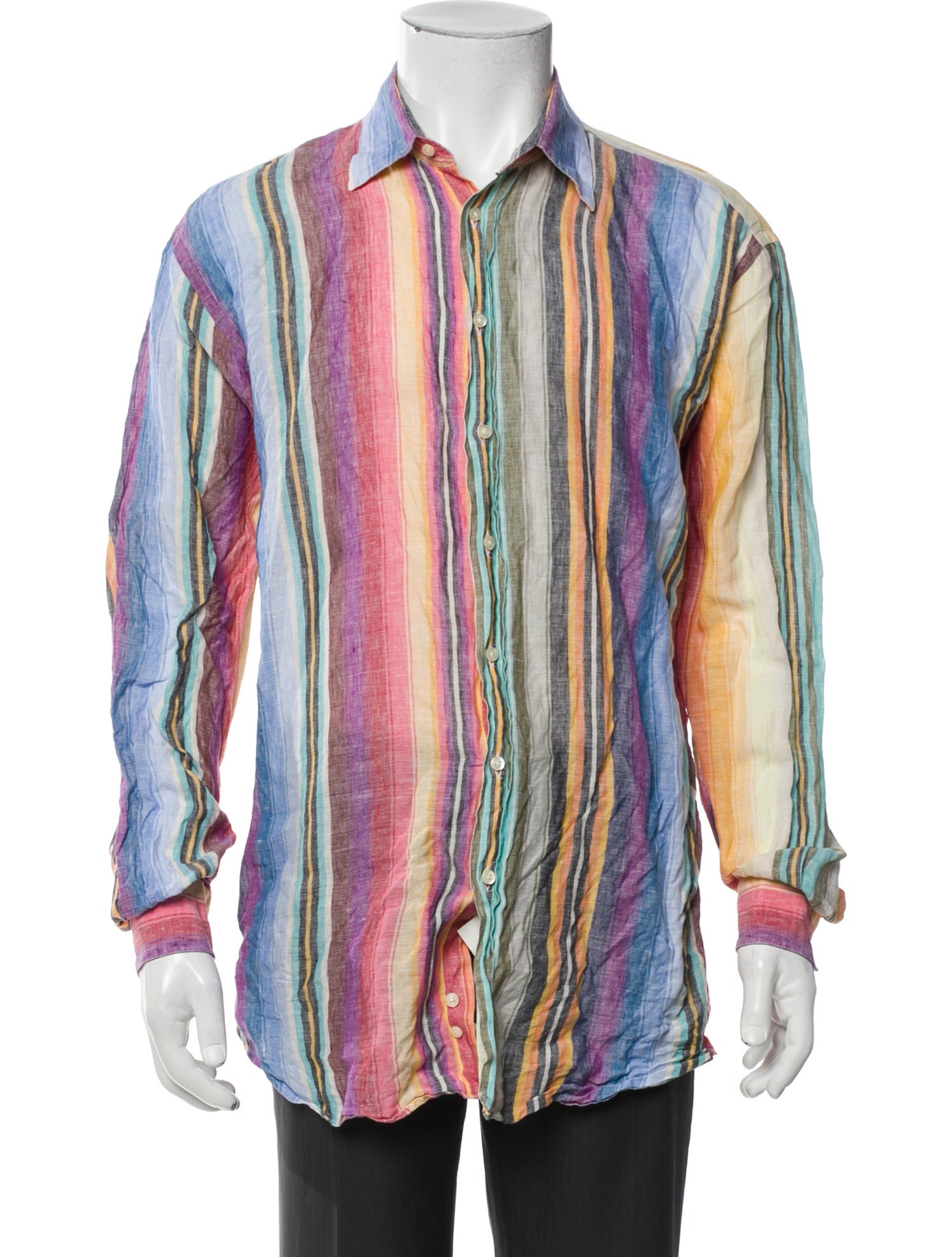 Etro Striped Long Sleeve Dress Shirt