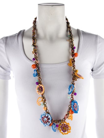Etro Woven Fabric & Resin Station Link Necklace