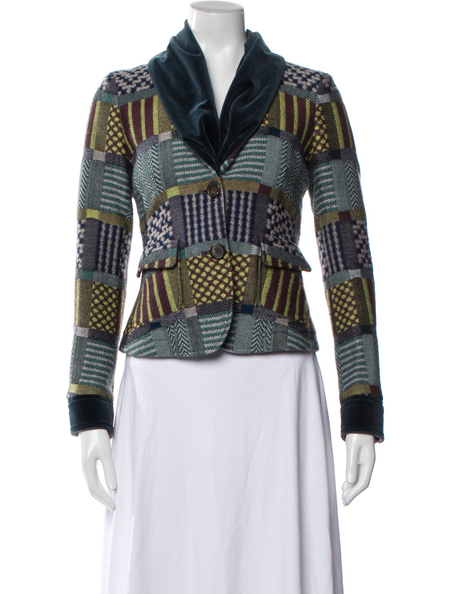 Etro Wool Plaid Print Blazer