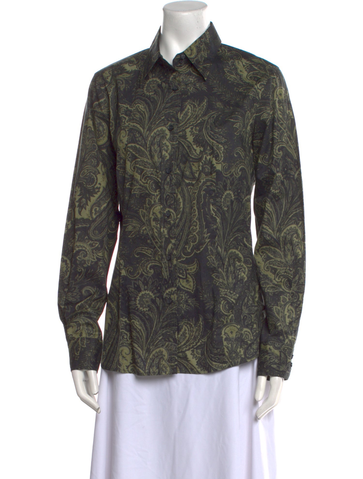 Etro Paisley Print Long Sleeve Button-Up Top