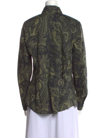 Etro Paisley Print Long Sleeve Button-Up Top