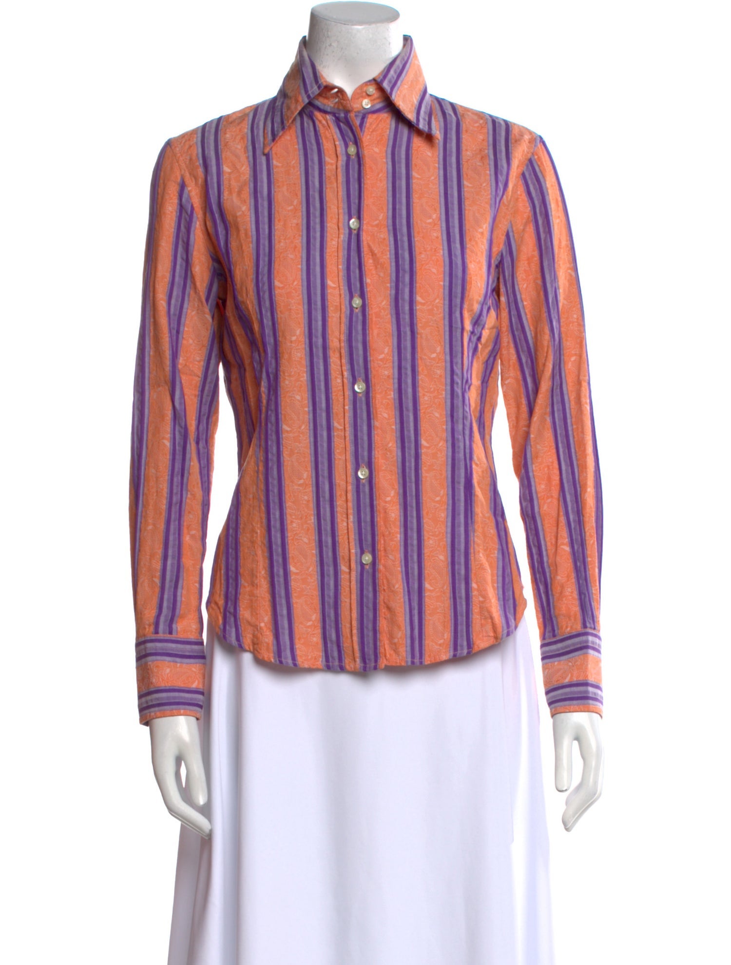 Etro Striped Long Sleeve Button-Up Top