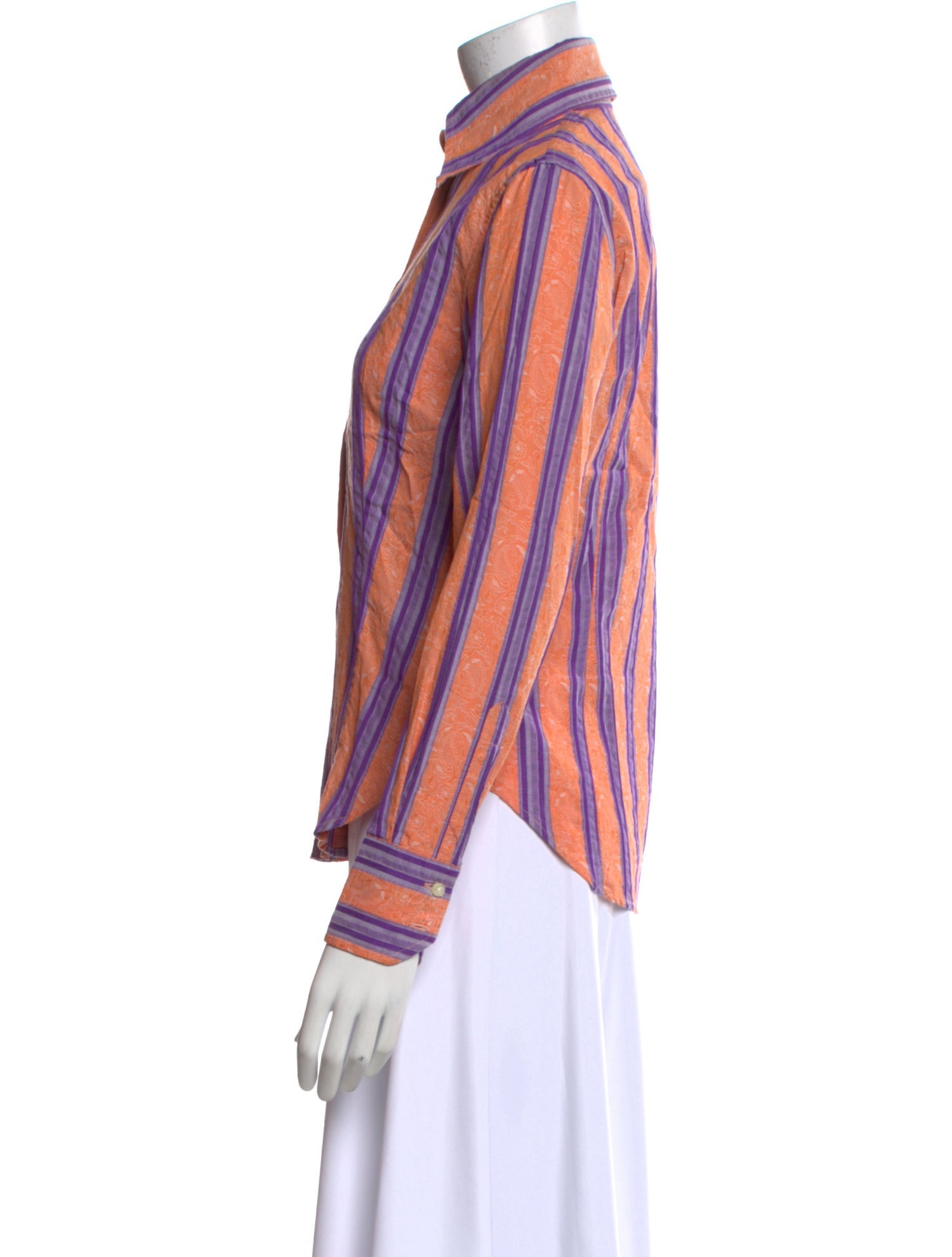 Etro Striped Long Sleeve Button-Up Top