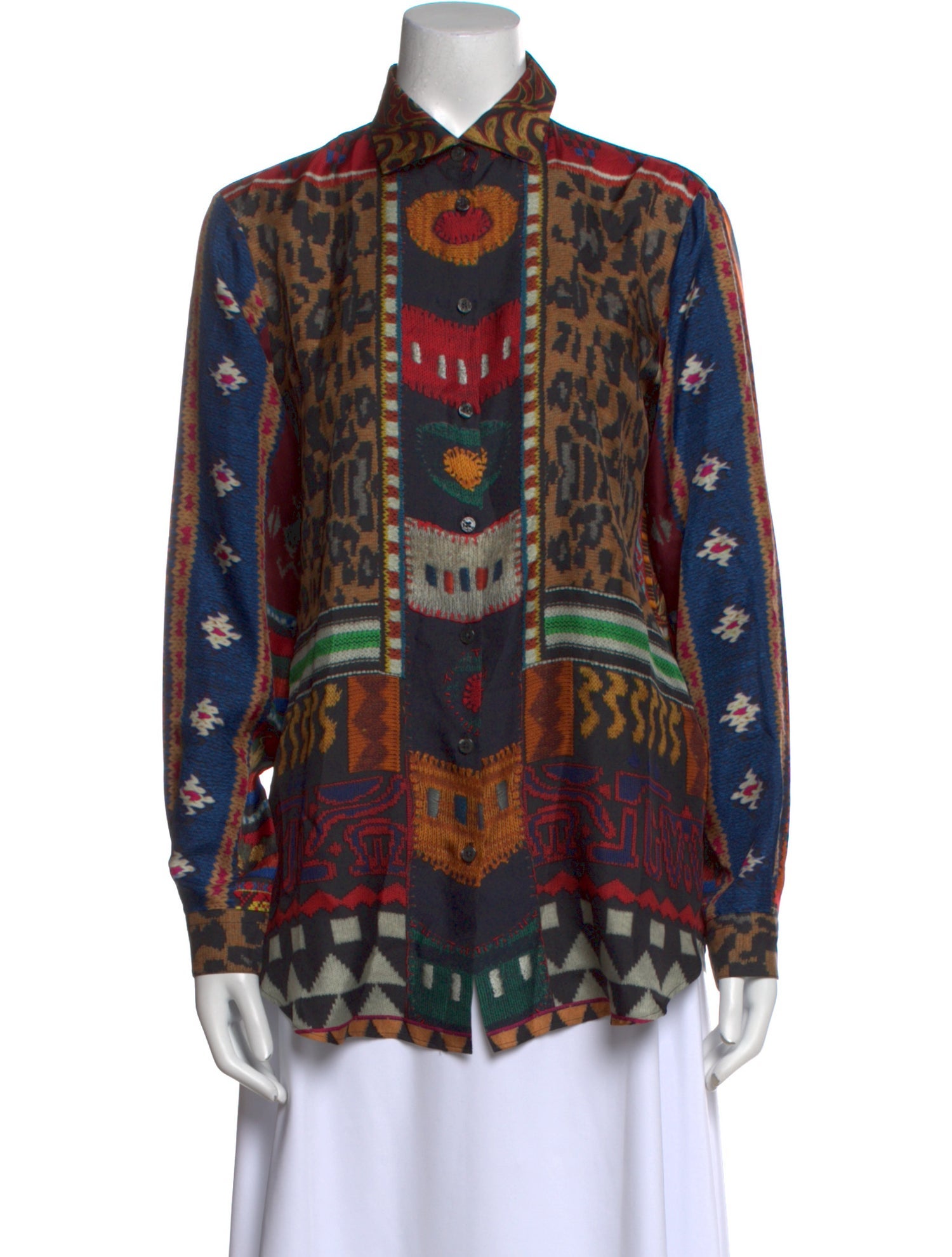 Etro Silk Printed Button-Up Top