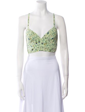 Etro Floral Print V-Neck Crop Top
