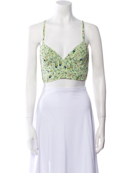 Etro Floral Print V-Neck Crop Top