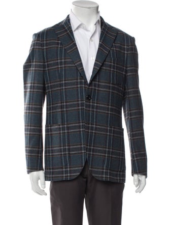 Etro Wool Plaid Print Peacoat