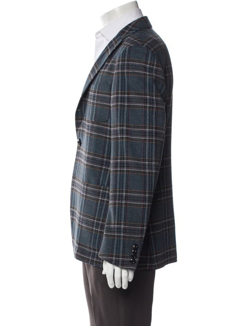 Etro Wool Plaid Print Peacoat