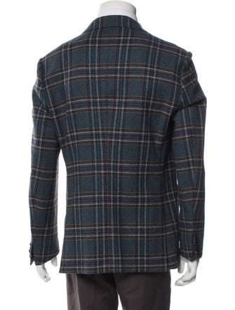 Etro Wool Plaid Print Peacoat