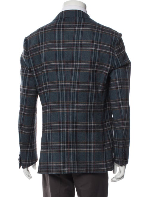 Etro Wool Plaid Print Peacoat