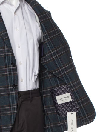 Etro Wool Plaid Print Peacoat