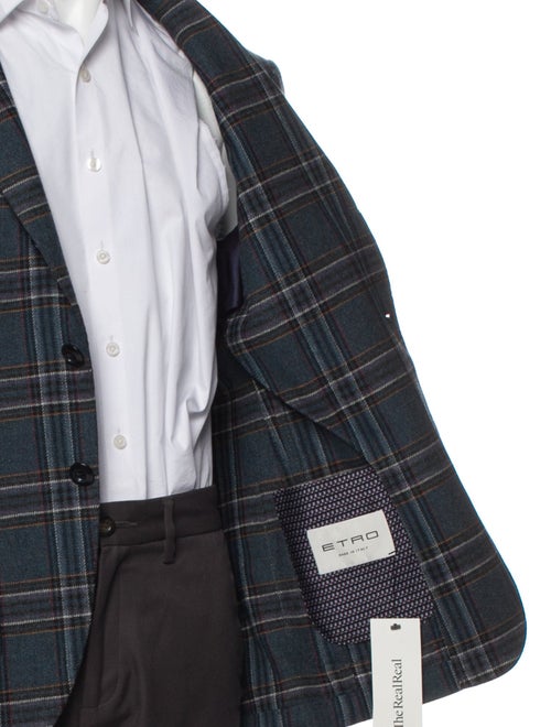 Etro Wool Plaid Print Peacoat