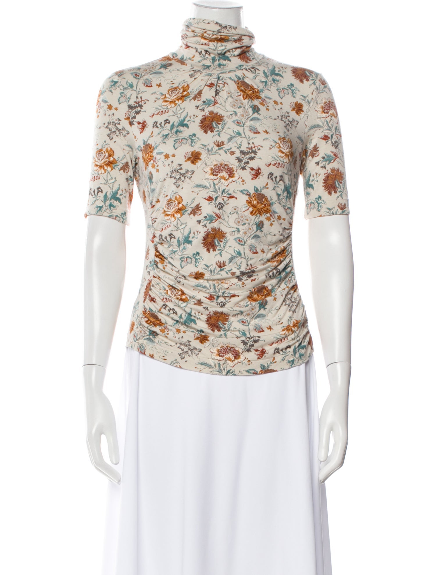 Etro Floral Print Turtleneck Top