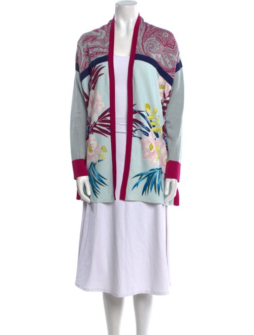 Etro Floral Print Open Front Sweater
