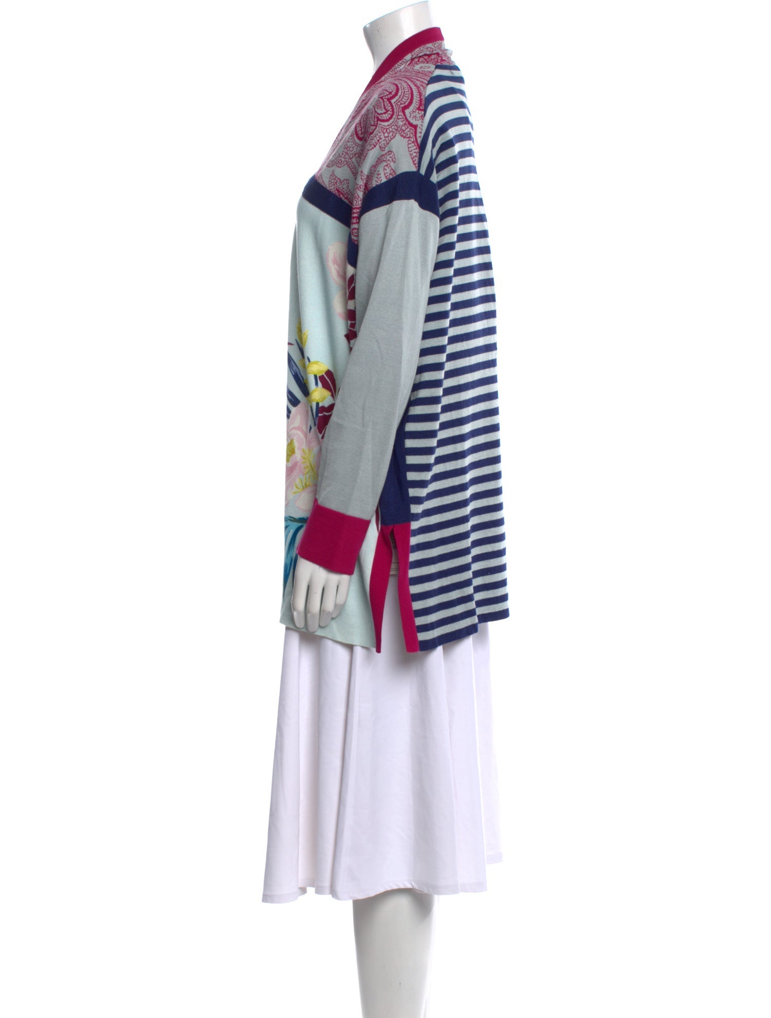 Etro Floral Print Open Front Sweater