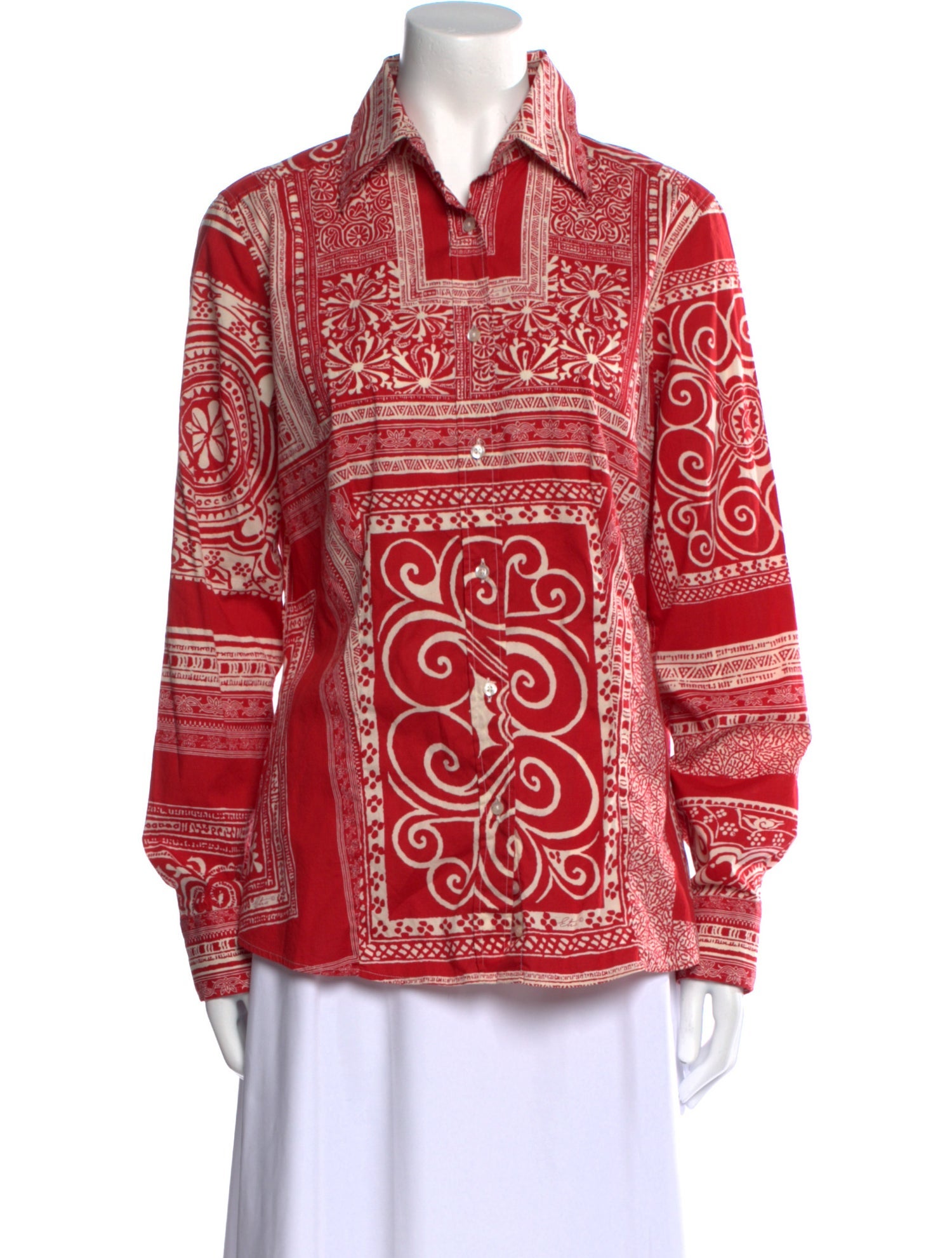 Etro Printed Long Sleeve Button-Up Top