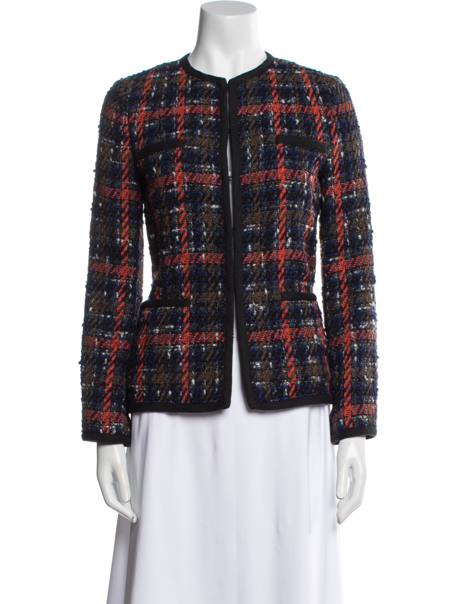 Etro Wool Plaid Print Evening Jacket