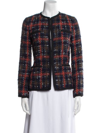 Etro Wool Plaid Print Evening Jacket