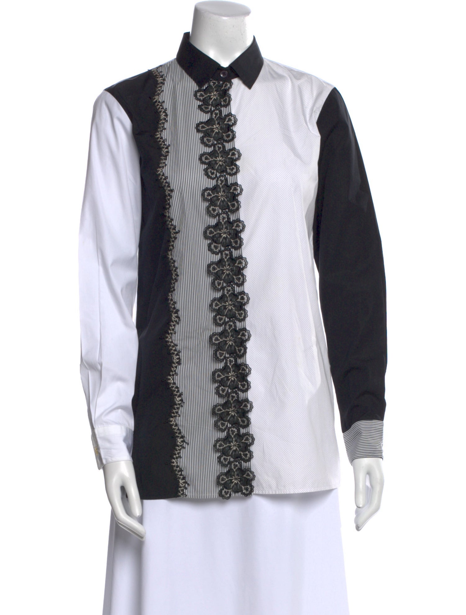 Etro Colorblock Pattern Long Sleeve Button-Up Top