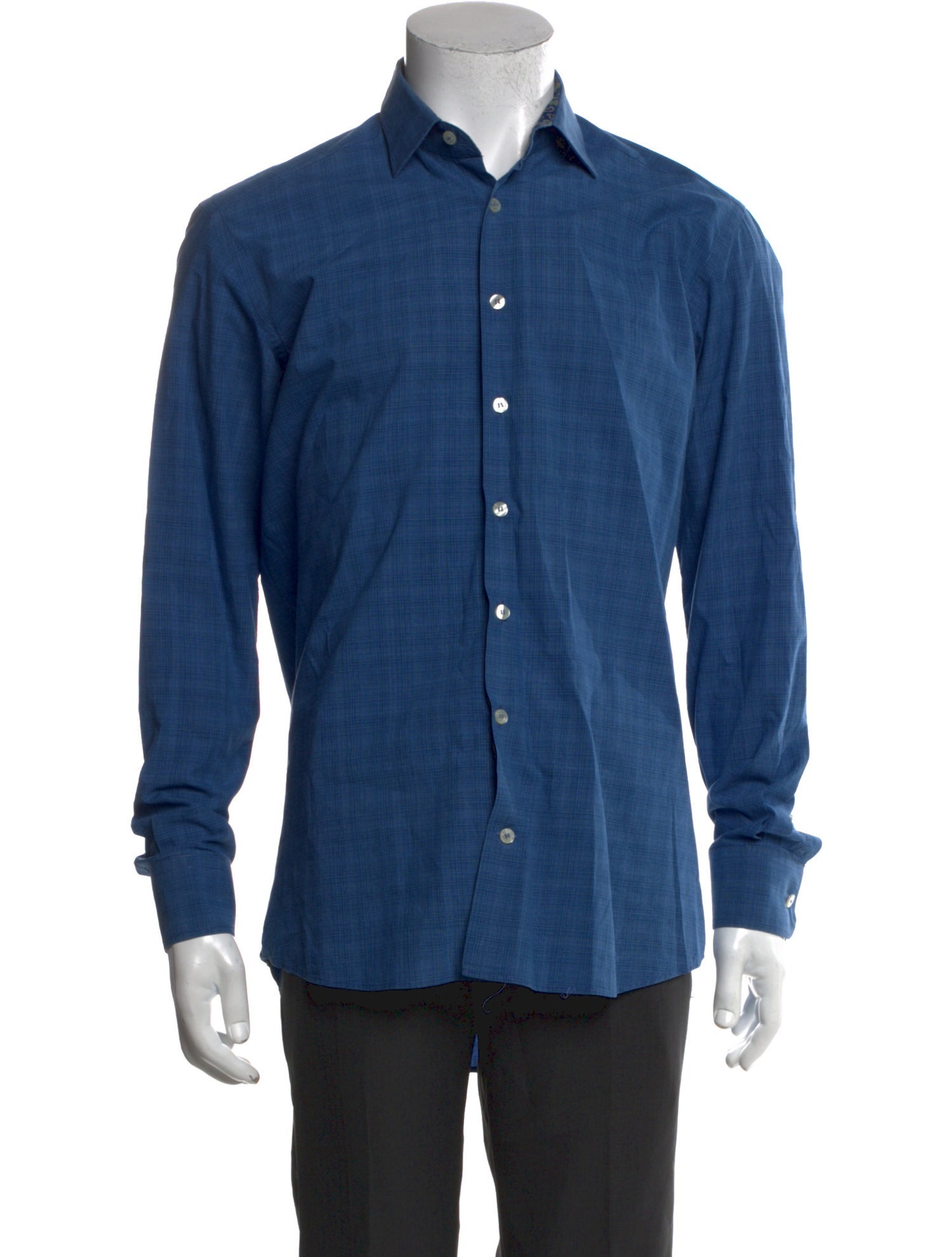 Etro Plaid Print Long Sleeve Dress Shirt