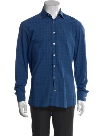 Etro Plaid Print Long Sleeve Dress Shirt
