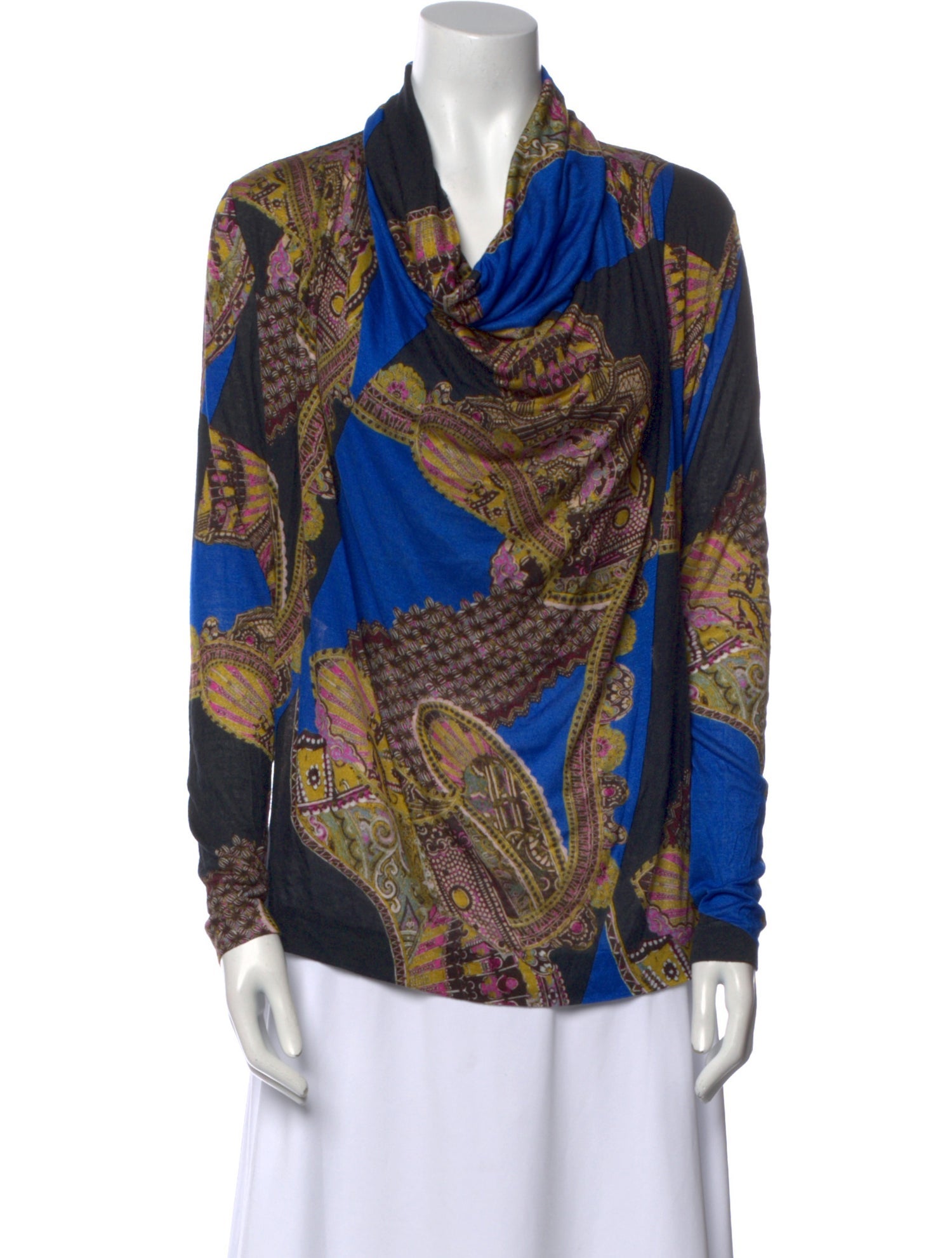 Etro Printed Cowl Neck Sweater