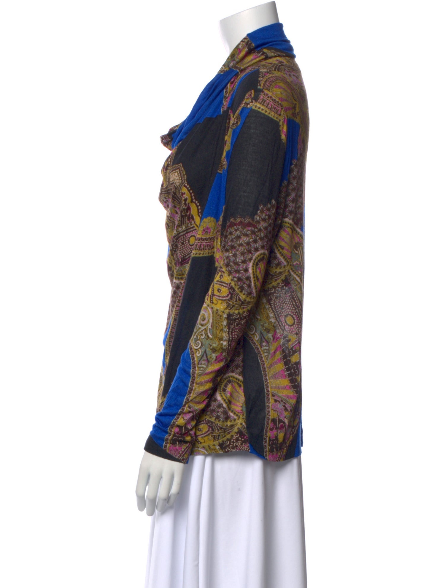 Etro Printed Cowl Neck Sweater