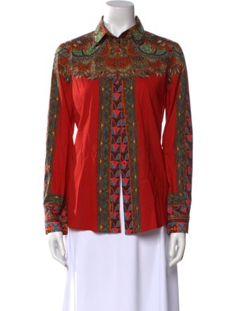 Etro Printed Long Sleeve Button-Up Top