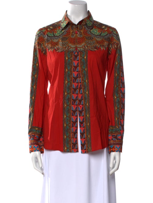 Etro Printed Long Sleeve Button-Up Top
